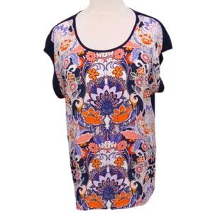 DR 2 Sheer Floral Print/Tee Style Top- Sz. Lrg